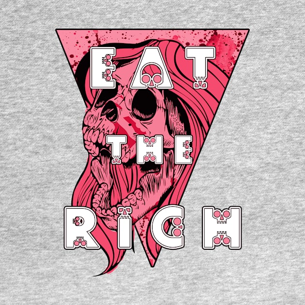 Eat the Rich Zombie Skull Pink and Red by Glass Table Designs